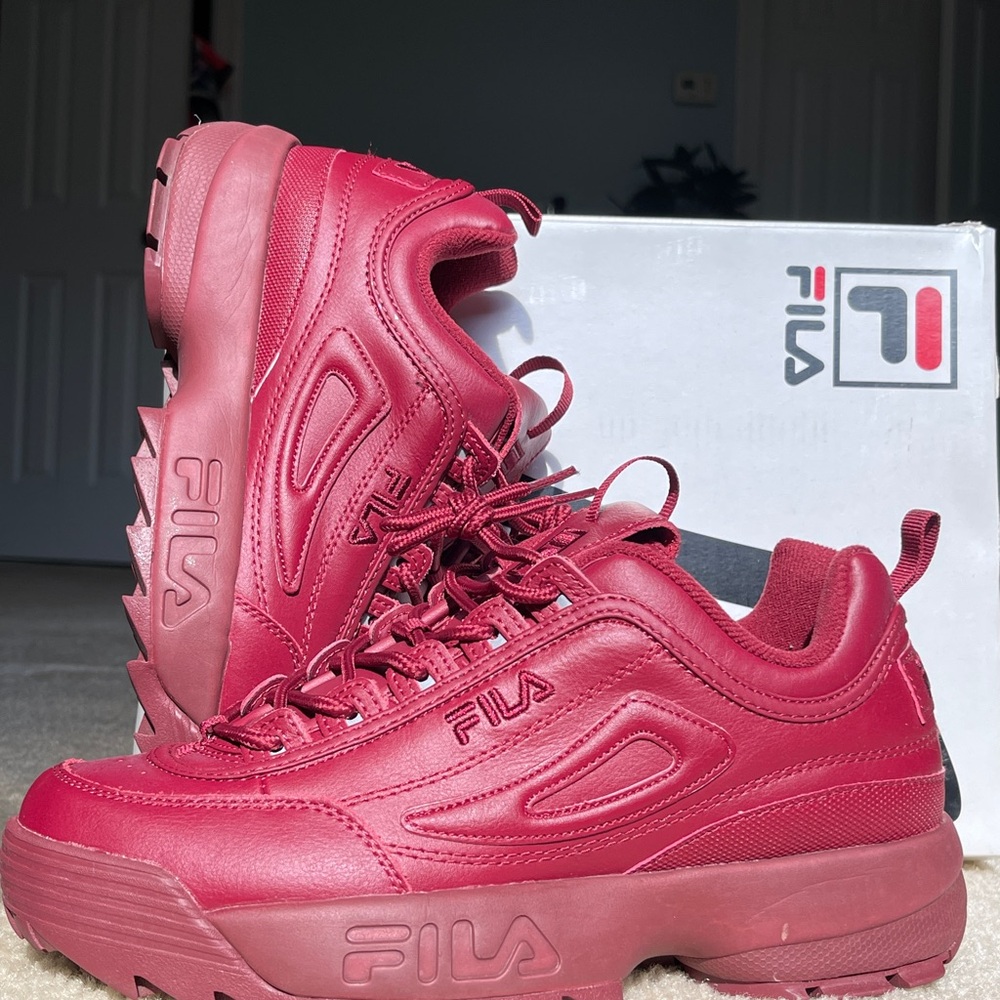 Fila Disruptor II Autumn Burgundy Chunky Sneakers *RARE*